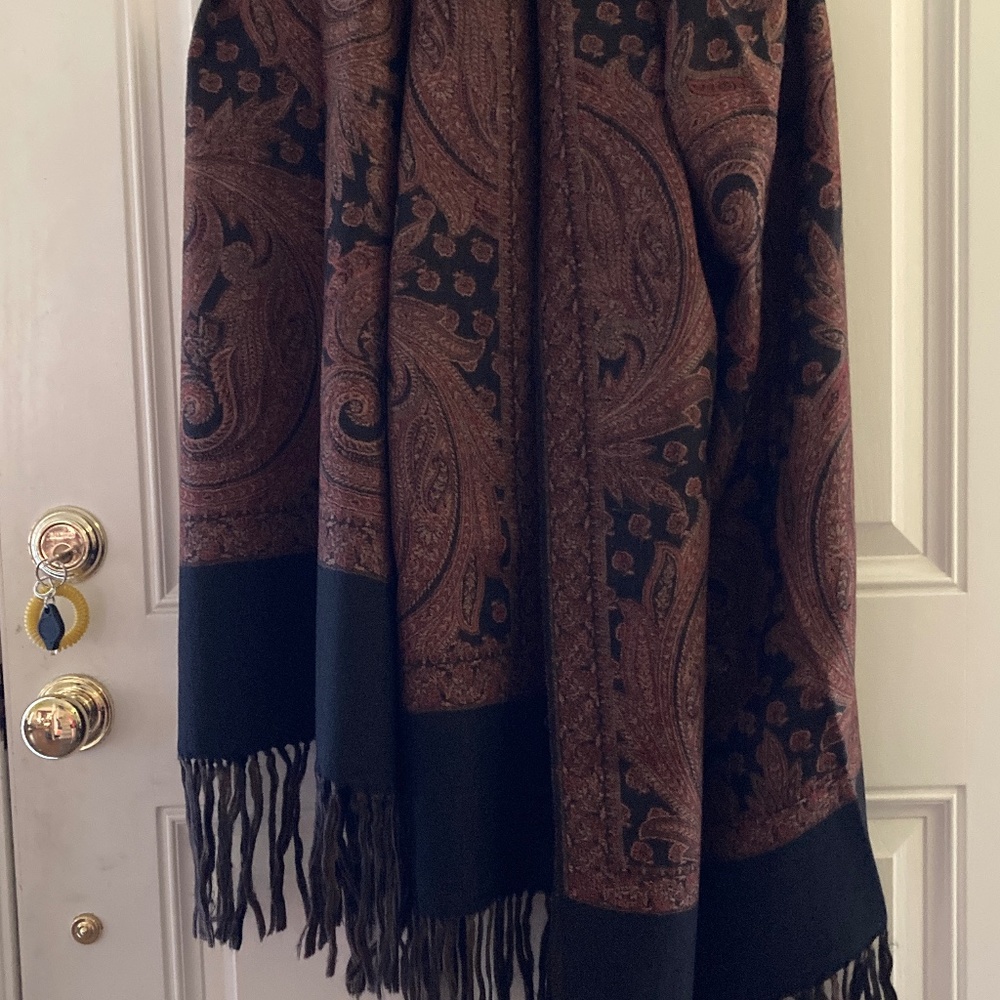 Malabar Grove Ltd. 74 x 40" Paisley/Black Background Scarf/Wrap/NEW!